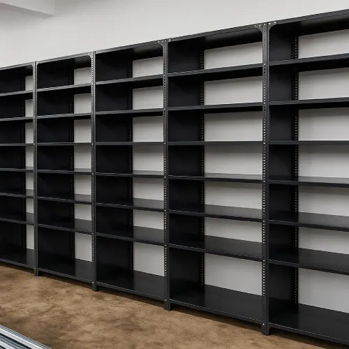 Multi-tier slotted angle shelving system