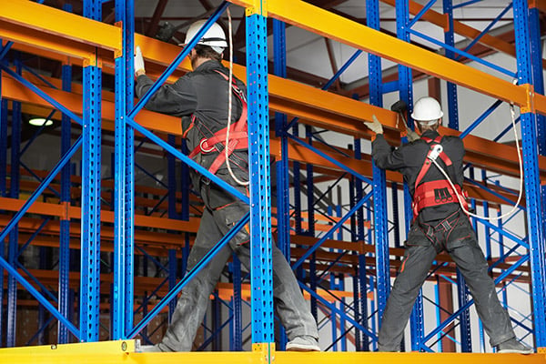 Pallet rack installation team on site