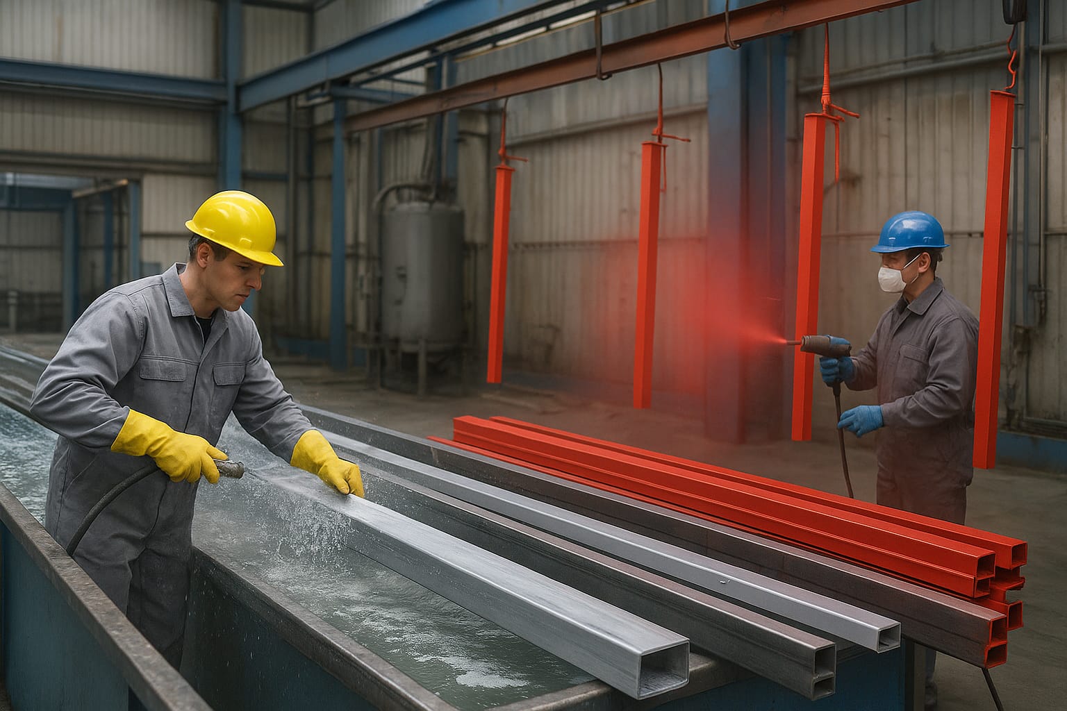Racking components after washing, coating and packaging at the Signature factory
