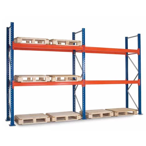 Selective pallet racking with orange beams